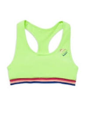 Justice Neon Lime Racerback Sports Bra with Multicolor Stripes